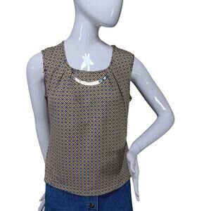 Career Office Attire Blouse Size Medium Geometrical Yellow and Black Print